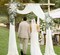 Arch Flowers with Drapes Kit (Pack of 3) – Artificial Wedding Arch Flowers with Silk Roses, Greenery & Gauze Curtain for Ceremony Arbor, Reception Backdrop, Birthday, Party Decorations & Spring garland